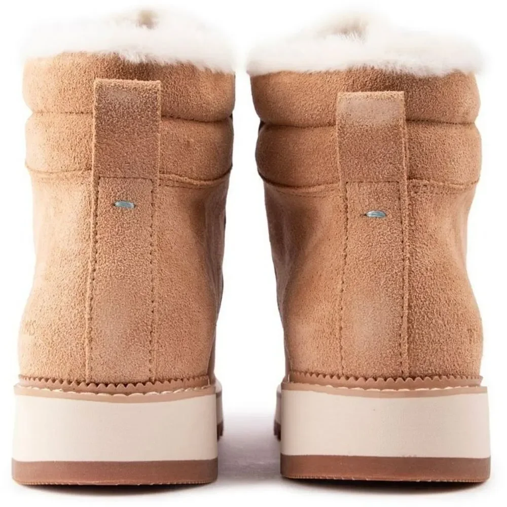 NEW TOMS Mojave Doe Nubuck Fur Lace Up Waterproof Lace-Up Tan Ankle Boots 6